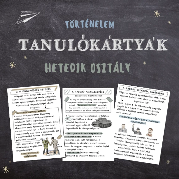 Hetedikes történelem tanulókártyák - teljes tanév